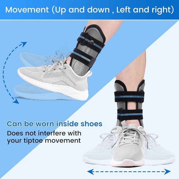Velpeau Ankle Stabilizer Brace for Sprain, Ligament Injury (Grade 1 to 2), Tendonitis, Adjustable Stirrup Ankle Support Splint for Women and Men,Reversible Left & Right Foots,One Size(Foam Pads, Blue)