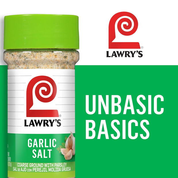 Lawry’s Garlic Salt, Coarse Ground with Parsley, No MSG Added, Kosher Certified, Flavorful Salt for Chicken, Pork & Steak, 11 oz