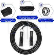 Weighted Rope - 1LB Heavy Jump Rope for Men Women Fitness Workouts, Non-Slip Aluminum Handles, Premium Skipping Rope for Exercise, Adjustable Length 9MM Solid PVC/Cotton Rope
