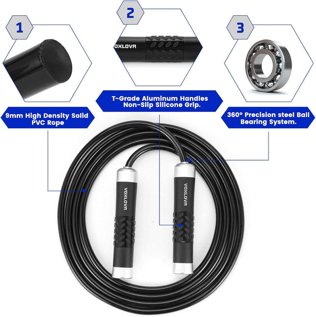 Weighted Rope - 1LB Heavy Jump Rope for Men Women Fitness Workouts, Non-Slip Aluminum Handles, Premium Skipping Rope for Exercise, Adjustable Length 9MM Solid PVC/Cotton Rope