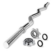 Yes4All 480LB Standard Straight Barbell 60" & EZ Curl Bar 47", Weight Bar 1" Diameter - Star Lock Collars & Rubber Ring for Deadlifts, Squats