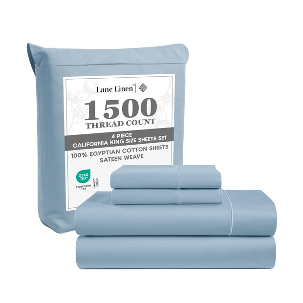 LANE LINEN 100% Egyptian Cotton White Sheets King Size - 1500 TC, 4 Pc - Luxury Sateen Weave Cotton King Size Sheets Set - 15" Extra Deep Pocket King Sheets Sets - White Bed Sheets