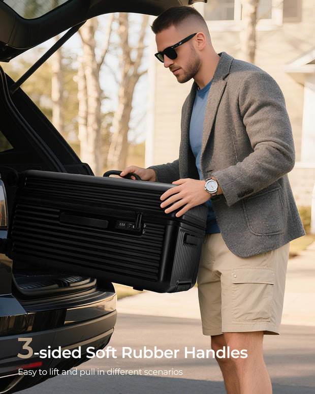 Trunk Luggage, 28 Inch Checked Luggage with Spinner Wheels, Lightweight PC Hard Shell Large Suitcase with TSA Lock, Removable Dividers (Black, 1PC)