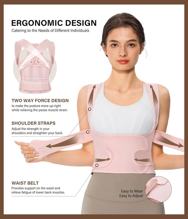 URSEXYLY Back Brace Posture Corrector for Women and Men, Breathable Shoulder Brace, Upper and Lower Back Pain Relief, Adjustable Full Back Support(Medium,Black)