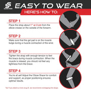 Sleeve Stars Tennis Elbow Brace for Women - Adjustable Tennis Elbow Strap, Golfers Elbow Brace for Men, Counterforce Brace for Tennis Elbow for Tendonitis Relief, Fits 9"-23" (Single/Black)