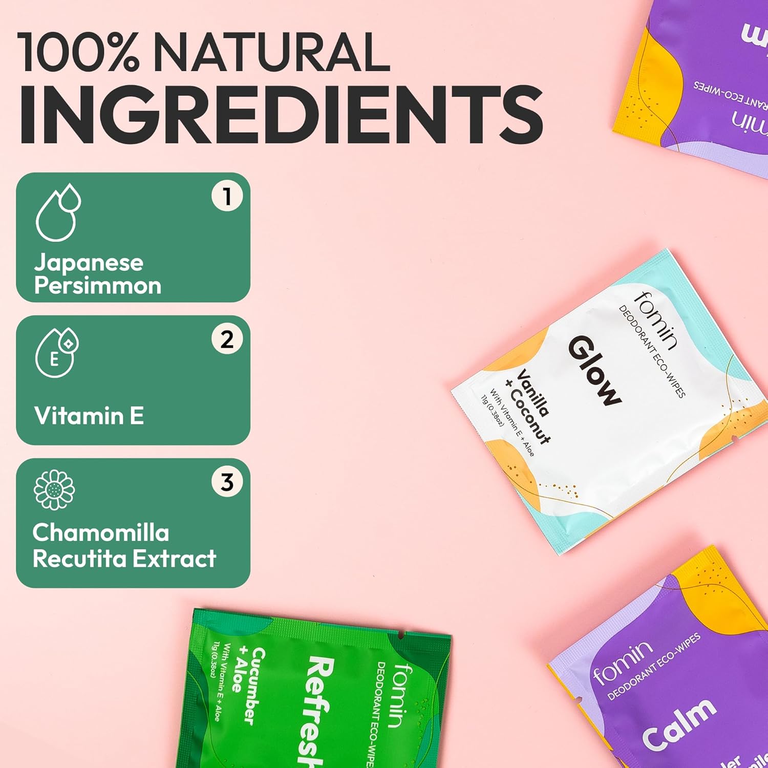 FOMIN Travel Deodorant Wipes - 30 Count - Variety Pack - pH Balanced, Hypoallergenic Mini Deodorant Wipes For Women and Men - Plastic-Free, Individually Wrapped Underarm & Body Wipes