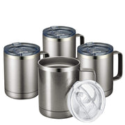 MEWAY 12oz Coffee Mug With Handle and Sliding Lid,Stainless Steel Travel Tumbler Cup with Handle,Double Wall Vacuum Insulated Camping Cup for Hot & Cold Drinks Tea (Purple,Set of 1)