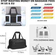 Kono Travel Duffel 13.78"x7.87"x7.87" Under Seat Carry-On 14L Sports Tote Gym Weekender Overnight Bag Extra Small, Black