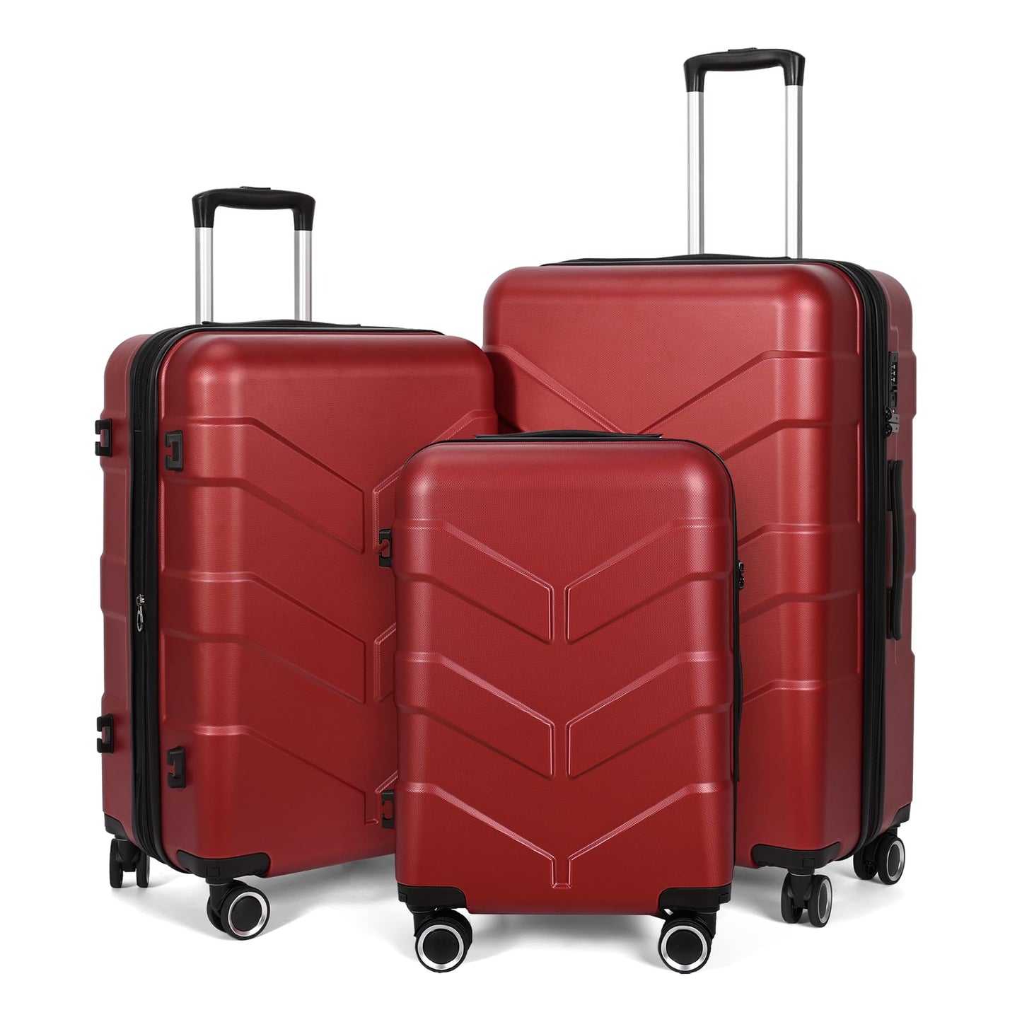 Luggage Sets 3 Piece with Spinner Wheel, Hardside Suitcase Set with TSA Lock, Expandable Lightweight Travel Luggage for Men and Women, Black