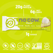 No Cow High Protein Bars, Dipped Key Lime Pie - Healthy Snacks, 20g Vegan Protein, High Fiber, Low Sugar, Keto Friendly, Dairy & Gluten Free (12 Count)