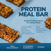 WonderSlim Meal Replacement Protein Bar, Variety Pack, 15g Protein, 20 Vitamins & Minerals (7ct)