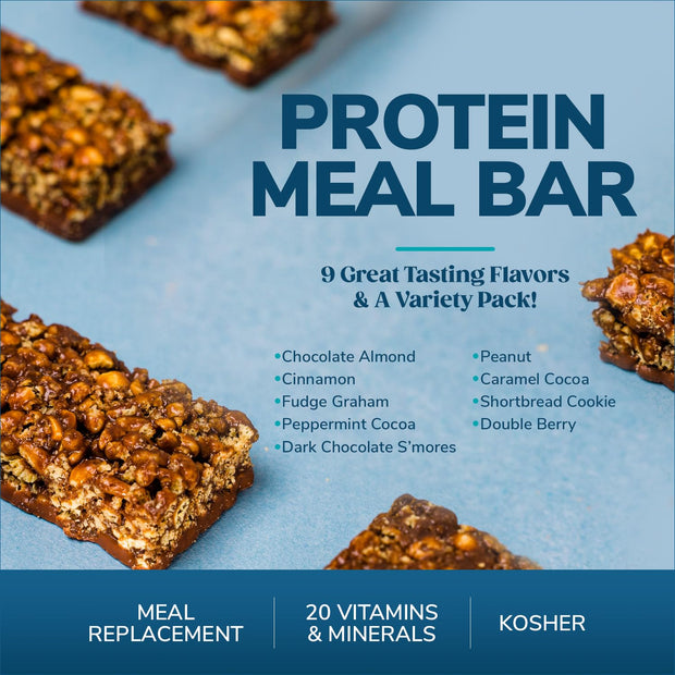 WonderSlim Meal Replacement Protein Bar, Variety Pack, 15g Protein, 20 Vitamins & Minerals (7ct)