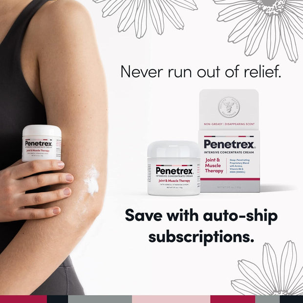 Penetrex Joint & Muscle Therapy - Soothing Muscle Rub for Back, Neck, Hands, Feet - Premium Whole Body Rub with Arnica, Vitamin B6 MSM & Boswellia - Non-Greasy 2oz Cream