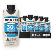 Pioneer Pastures - High Protein A2 Milkshakes - Chocolate - A2 Nutritional Milk, 30g Protein, 2g Sugar, No Artificial Sweeteners, No Seed Oils - All-Natural, Breakfast Shake, Meal Replacement, Workout - 11oz, 12 Pack