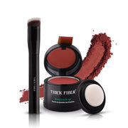 THICK FIBER Root Touch Up Powder - Water & Sweat Resistant Hair Loss Concealer Set for Thinning Hair Women, Includes Brush (Black)
