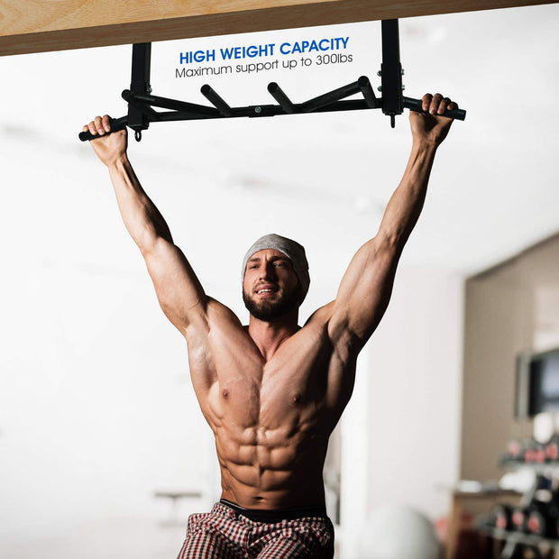 Yes4All Multi-Grip Wall Mount Pull-Up Bar, 16 Inches & 24 Inches Reversible Stud and Wall Compatibility Mounted Pull Up Bar Design, Solid Construction Strength Training