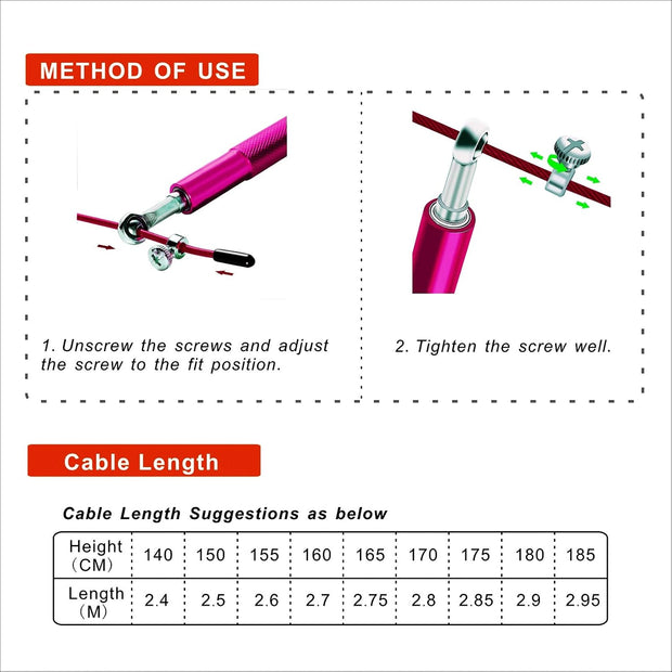 Speed Jump Rope - 360° Swivel Ball Bearing - Adjustable steel coated rope-Aluminum Anti Skipping Handle -Fitness Training Boxing Sports Exercises -Suitable for Kids and Adults