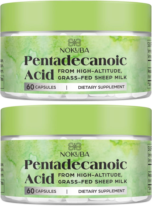C15:0 Pentadecanoic Acid Supplement | Omega 3, Coq10, Urolithin a Alternative | 300mg High-Altitude Sheep Milk Sourced | 120 Capsules