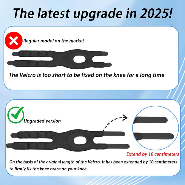 Knee Brace for Women/ Men, 2025 New Upgraded Extended Edition Knee Braces, Adjustable Knee Support, Patellar Tendon Support Strap, Knee Wraps for Pain Relief for Meniscus Tear Knee Pain Arthritis Pain Injury Recoverys(Gray)