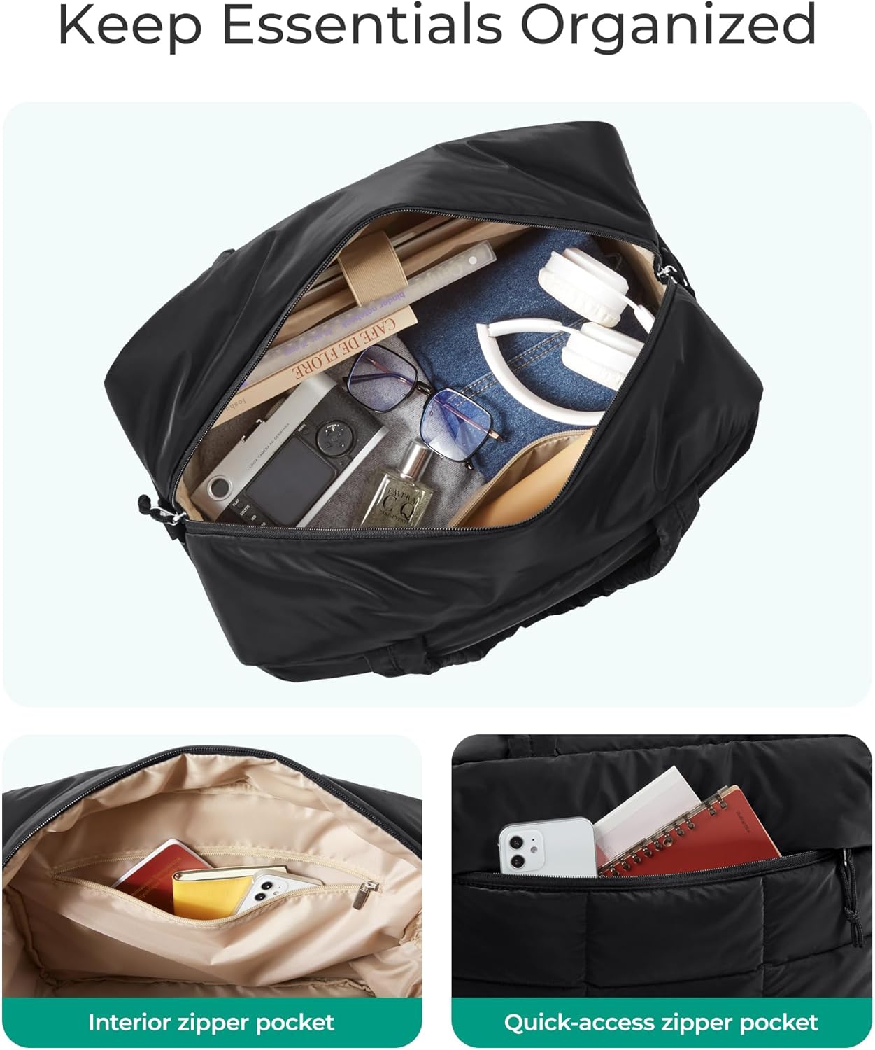 BAGSMART Gym Bag for Women, 23L Carry on Travel Duffle Bag, Water-resistant Weekender with Shoe Compartment, Camel