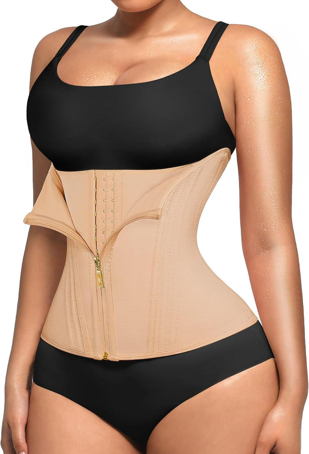 Lover-Beauty Waist Trainer for Women Tummy Control Workout Waist Cincher Corset Shapewear Body Shaper Zipper and Hooks