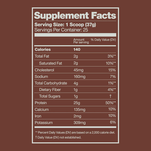 Whey Protein Powder, Chocolate Brownie, 25 Grams of Protein and Only 1 Gram of Sugar per Serving, 2 lbs, 25 Servings