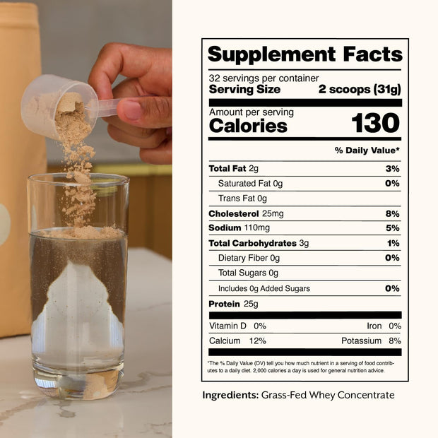 ProMix Nutrition One Ingredient Whey Protein Powder, 25g Protein per Serving, Sugar Free, Soy Free, Unflavored - 32 Servings