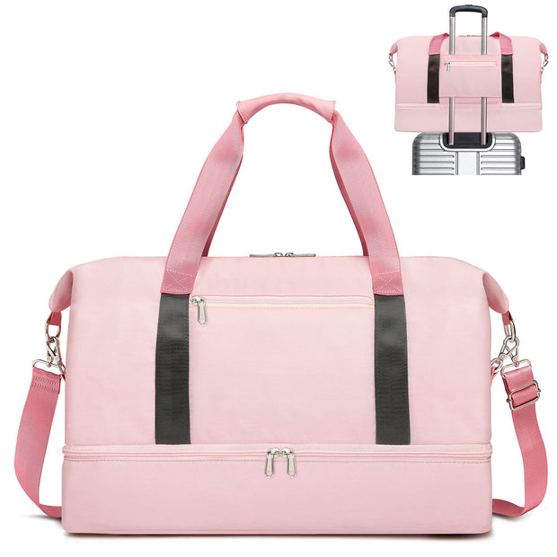 Sports Gym Bag for Women, Travel Duffle Bag with Shoe Compartment & Wet Pocket, Fitness Yoga Bag Weekender Overnight Bag Small