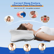 Pain Relief Cervical Pillow for Neck Support,Adjustable Ergonomic Pillow Cozy Sleeping,Odorless Orthopedic Memory Foam Pillows,Contour Bed Pillow for Side Back Stomach Sleeper