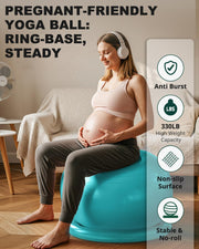 Trideer Exercise Yoga Ball Chair with Base for Home Office Desk, Stability & Fitness Ball Seat to Relieve Back Pain, Home Gym Workout for Abs, Pregnancy Ball with Pump