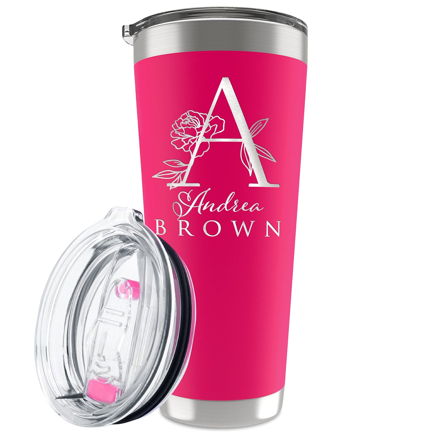 Be Burgundy Personalized Tumbler with Engraved Name - 12 Designs, 20 Oz Coffee Tumbler with Slider Lid, Black - Double Wall Insulated, Personalized Gifts for Him