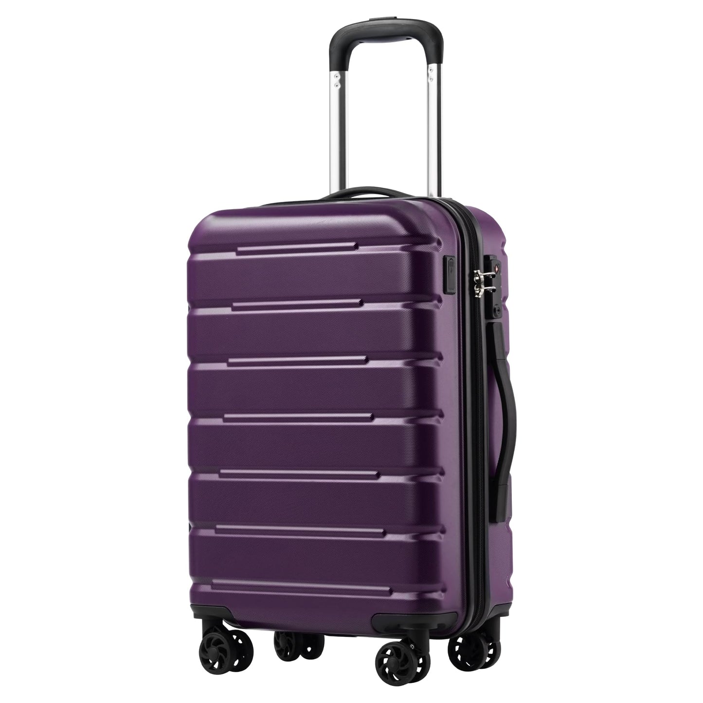 Coolife Luggage Suitcase Carry-on Spinner TSA Lock USB Port Expandable (only 28’’) Lightweight Hardside Luggage (Ice Blue, 3 piece set)