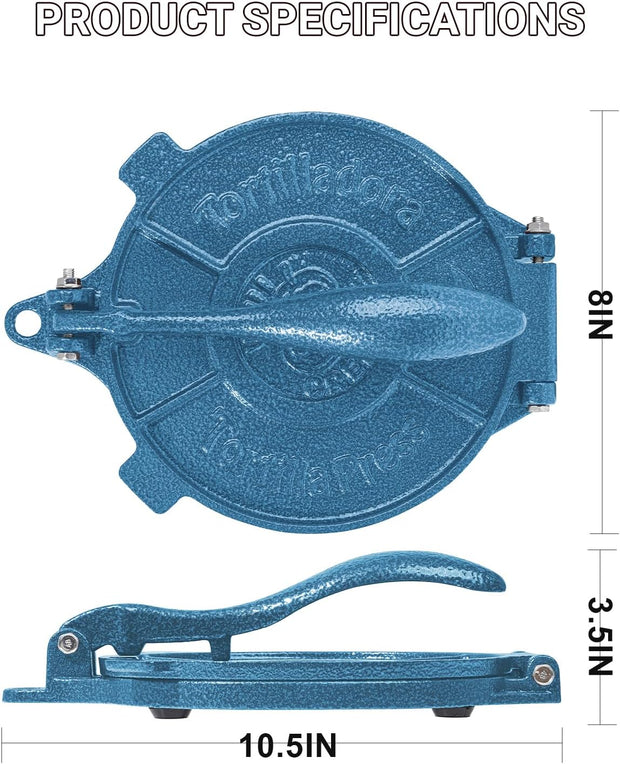 Vivicreate Cast Iron Tortilla Press Dough Flour Tortilla Rotis Quesadilla Maker Prensa para tortillas de hierro fundido 8 inch NO-SLIP