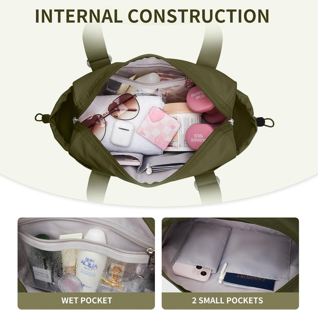 WLLWOO Small Gym Bag for Women with Wet Pocket, Mini Travel Duffle Tote Bag, Lightweight Workout Sports Bag for Dance Yoga Weekends