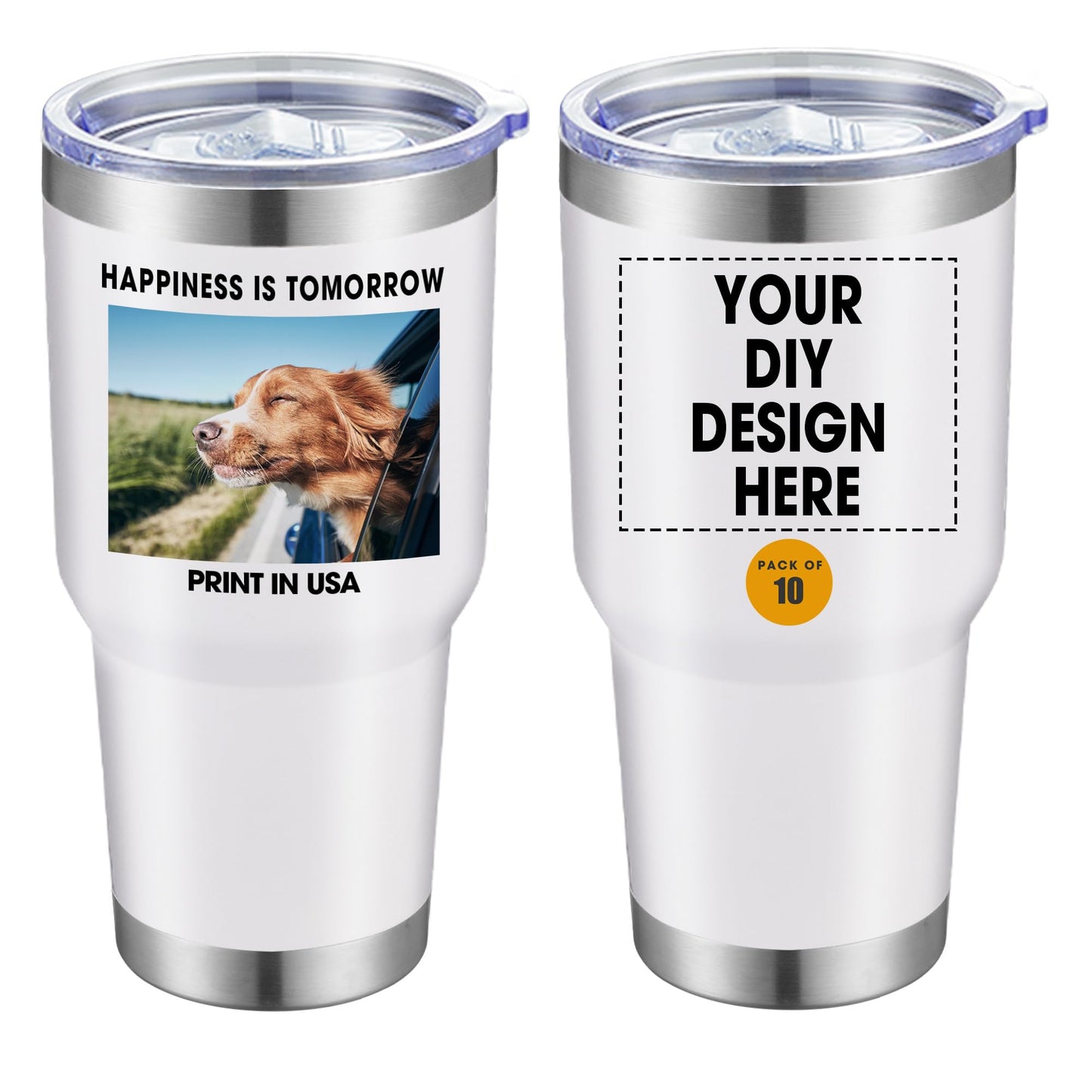 Personalized Custom Tumbler Print in USA 48 Pcs Double Wall Insulated Tumbler 32oz Stainless Steel Coffee Cup with Lid & Straw