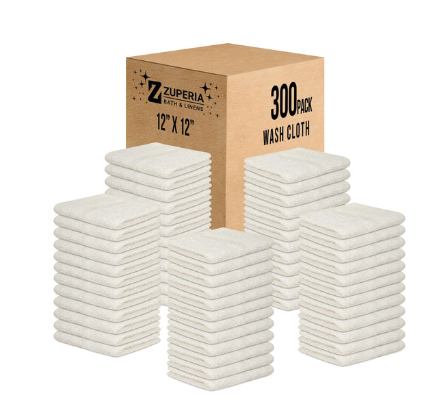 ZUPERIA White Bath Towels Bulk - 20 x 40 Inches, 100% Cotton Economy Light Weight Towels for Commercial Use - Quick Dry, Ultra-Soft, and Absorbent Bulk Towels (12 Pack)
