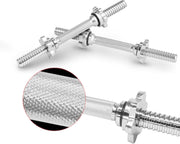 Yes4All Pair of Threaded Dumbbell Handles 14/16/18/24 inch, Chrome/Rubber Grip, Fit 1” Plates, Weight Bar Connector