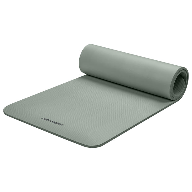 Retrospec Solana Yoga Mat 1/2" Thick w/Nylon Strap for Men & Women - Non Slip Exercise Mat for Yoga, Pilates, Stretching, Floor & Fitness Workouts