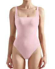 SUUKSESS Women Sexy Square Neck Thong Bodysuit Backless Sleeveless Tank Tops