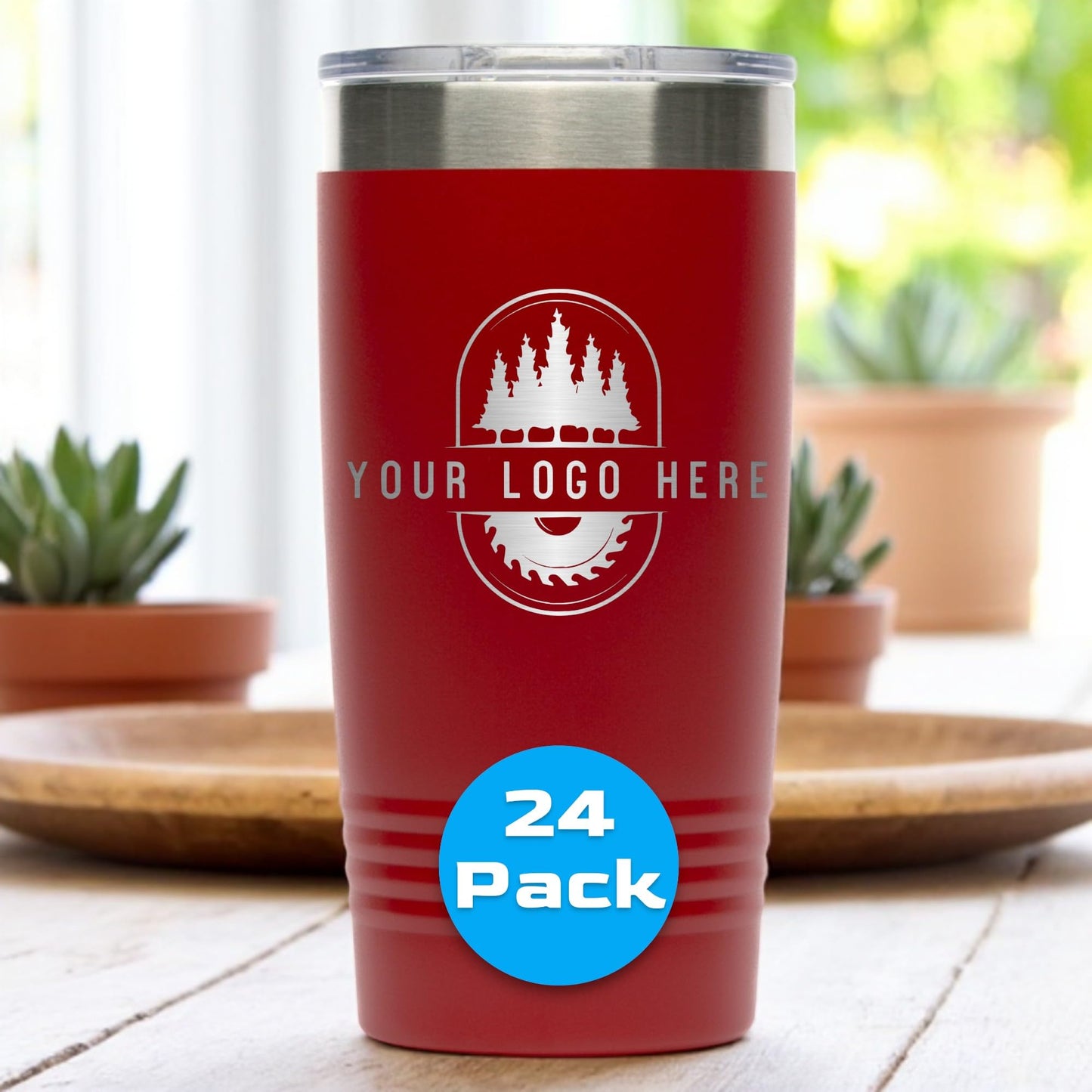 20oz Stainless Steel Tumbler - Upload Your Logo, Custom Engraved, Double Wall Vacuum Insulated Travel Mug, Ideal for Corporate Gifts, Events, and Sports Teams