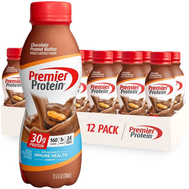 Premier Protein Shake, Cookies & Cream, 30g Protein, 1g Sugar, 24 Vitamins & Minerals, Nutrients to Support Immune Health 11.5 fl oz (12 Pack)