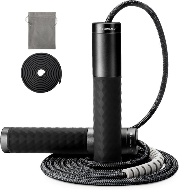 Weighted Jump Rope for Men, Women (1.5LB) - Alloy Steel Handles, Speed Skipping Rope, Gym,Indoor/Outdoor - Fitness, Workout, Boxing - Solid PVC & Cotton Rope