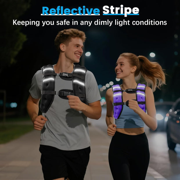 Weighted Vest for Woman Men, 6lb/8lb/12lb/16lb/20lb/30lb Weight Vest with Reflective Stripe, Weight Vests Adjustable for Walking, Weight Loss, Training, Running