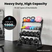 LIONSCOOL Adjustable 4-Tier Dumbbell Rack Stand - Heavy Duty 1000LBS Weight Storage for Dumbbells, Kettlebells | Home Gym Equipment Organizer