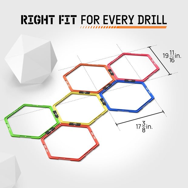 Yes4All Hex Agility Rings/Speed Rings with Carrying Bag – Hexagon Rings, Agility Hurdles for Agility Footwork Training