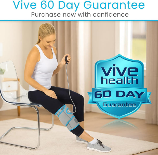 Vive Compression Knee Ice Wrap - Reusable Brace with Air Pump - Hot/Cold Therapy for Men, Women, Pain Relief, Swelling and Recovery Support - Adjustable and Inflatable Pack for Sports Injury Sprains