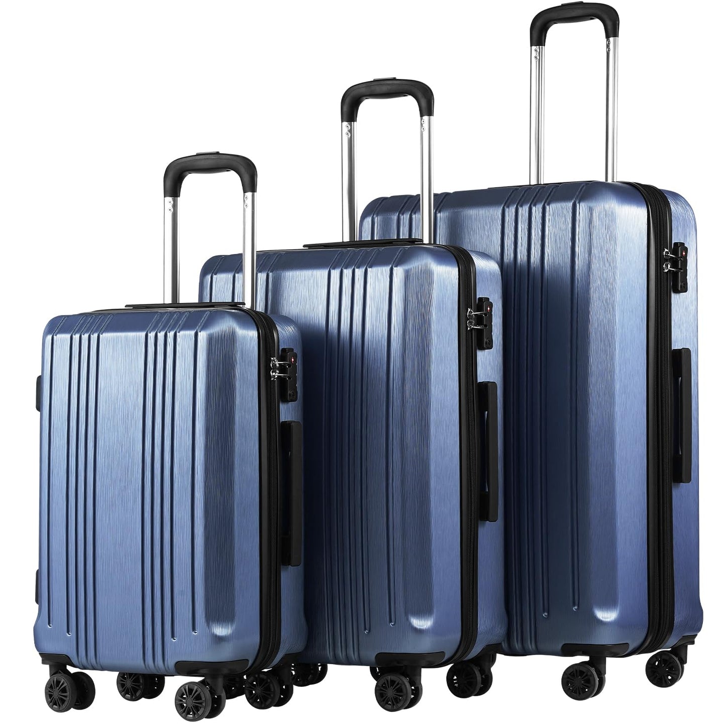 Coolife Luggage Expandable Suitcase PC+ABS 3 Piece Set with TSA Lock Spinner 20in24in28in