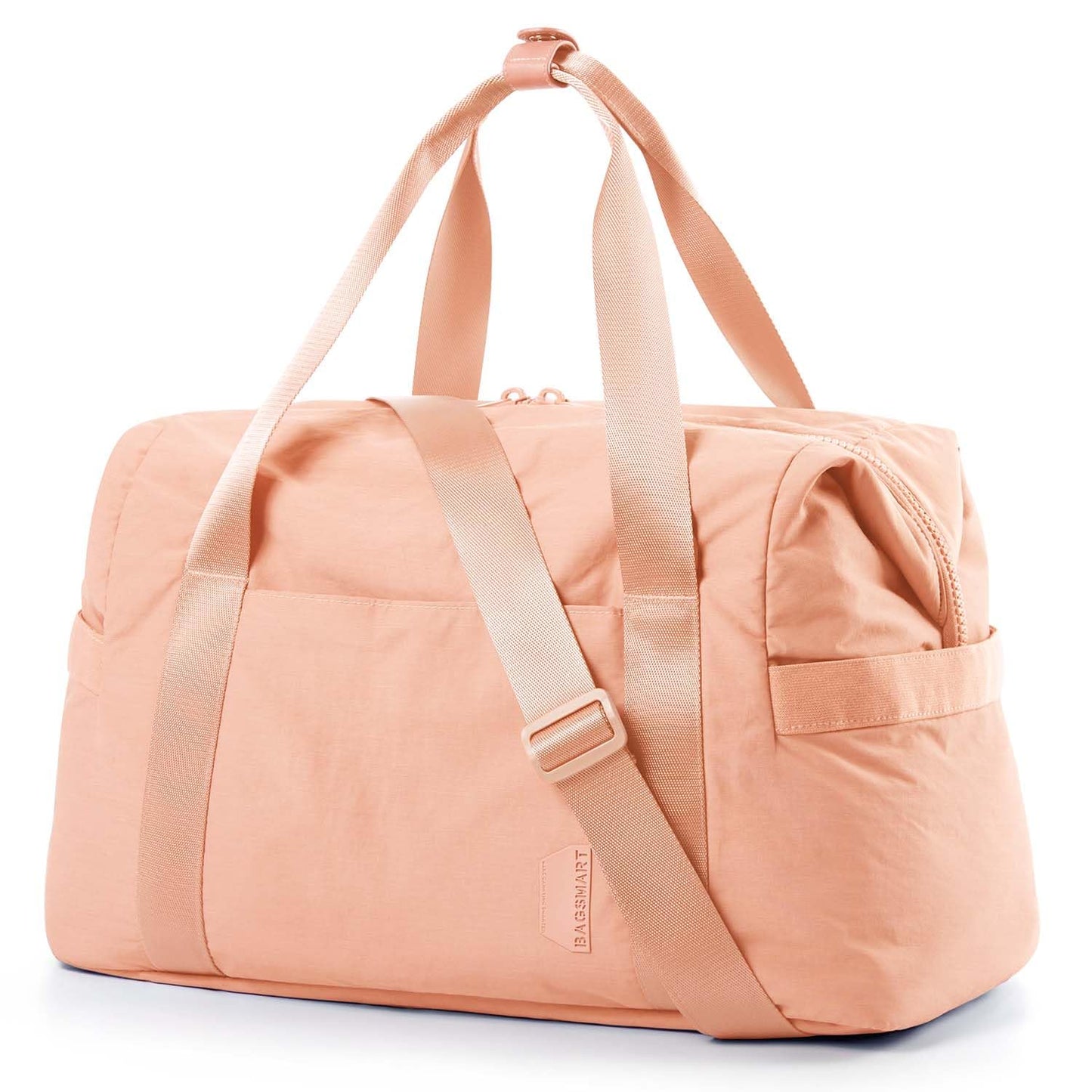 BAGSMART Gym Bag for Women, Carry on Weekender Overnight Bag, Travel Duffel Bags with Trolley Sleeve, Personal Item Travel Bag Tote Bag Workout Dance Bag(Pink,Medium)