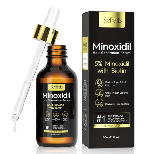 5% Minoxidil Hair Growth Serum Oil For Men and Women, Biotin Hair Serum, Safest Hair Regrowth Treatment, Prevent Scalp Hair Loss 60ml / 2.11 fl.oz