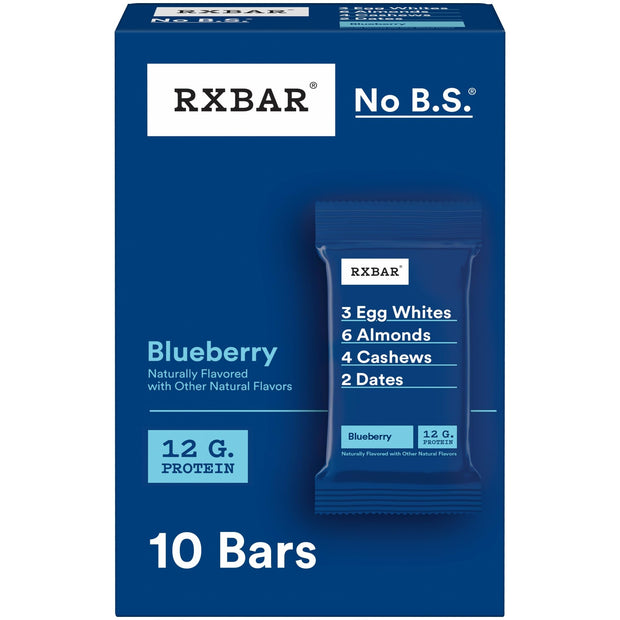 RXBAR Protein Bars, Protein Snack, Snack Bars, Blueberry, 22oz Box (12 Count)